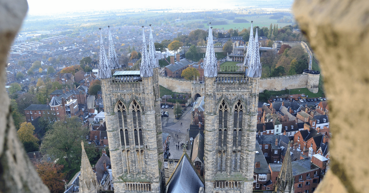 Historic view point at the top of Lincoln cathedral