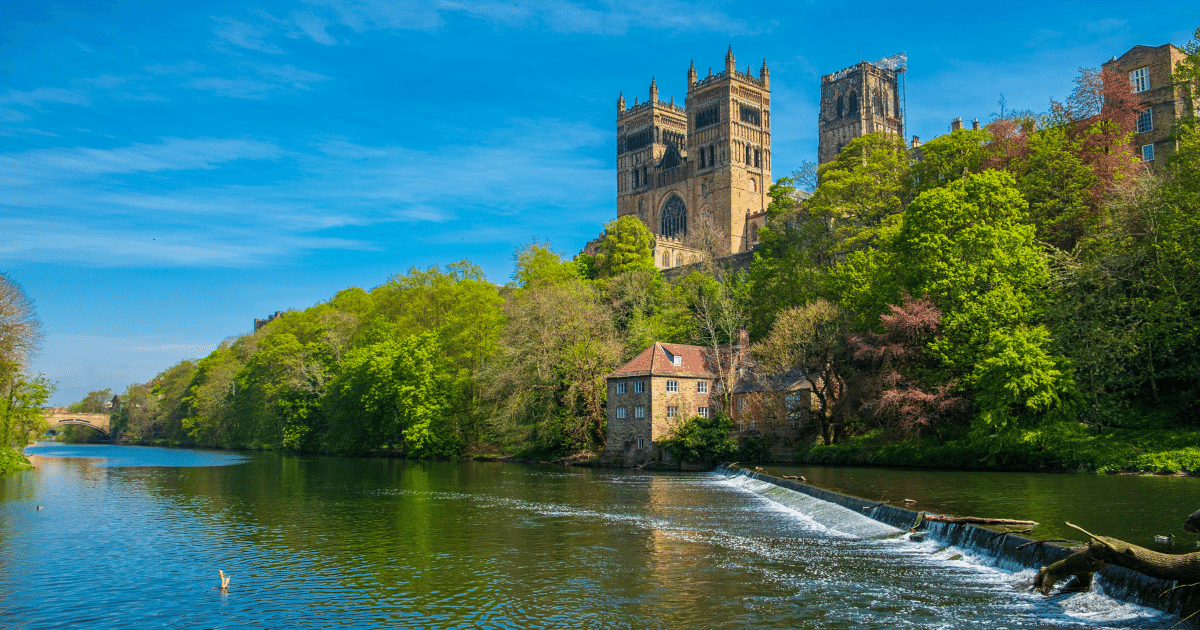 View of Durham Cathedral from the banks of the River Wear