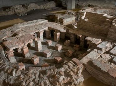 Roman ruins in a basement