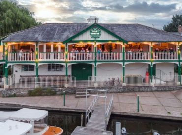 Exterior of The Boat House at dusk